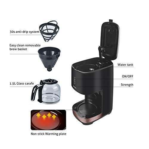 Retro filter coffee machine with permanent filter