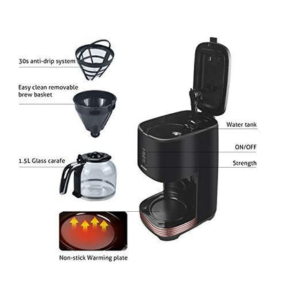 Retro filter coffee machine with permanent filter