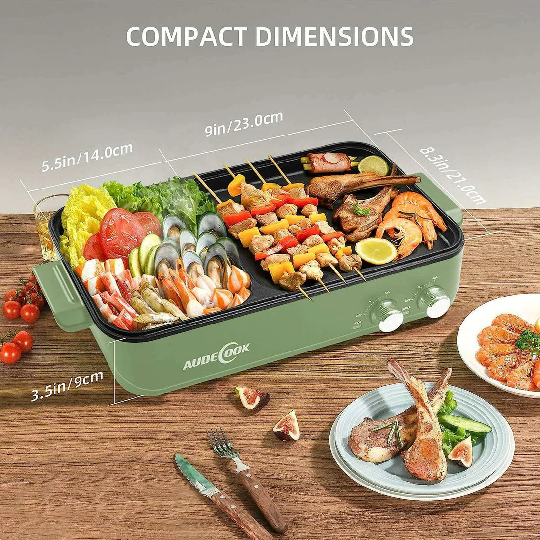 AudeCook 2 In 1 Griddle and Hot Pot