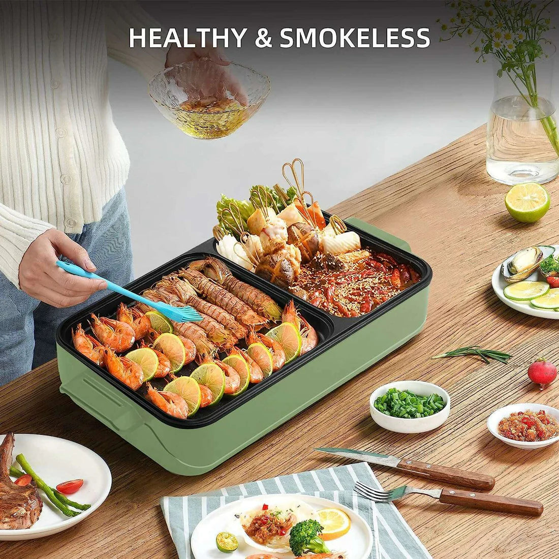 AudeCook 2 In 1 Griddle and Hot Pot