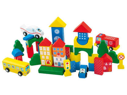 Playtive wooden building blocks bucket
