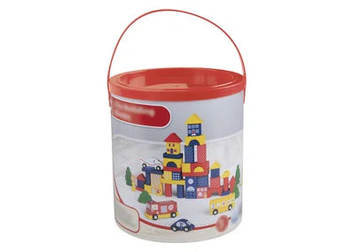 Playtive wooden building blocks bucket
