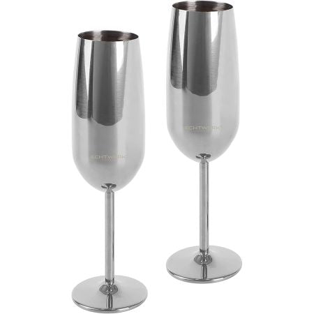 Echtwerk Stainless Steel Champagne & Sparkling Wine Glasses Set 2 Pcs