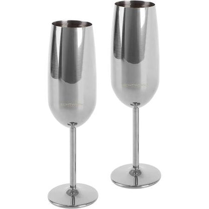 Echtwerk Stainless Steel Champagne & Sparkling Wine Glasses Set 2 Pcs