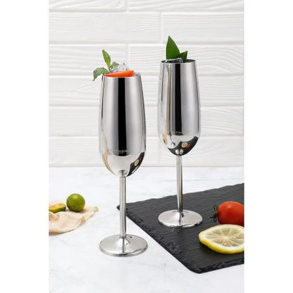 Echtwerk Stainless Steel Champagne & Sparkling Wine Glasses Set 2 Pcs